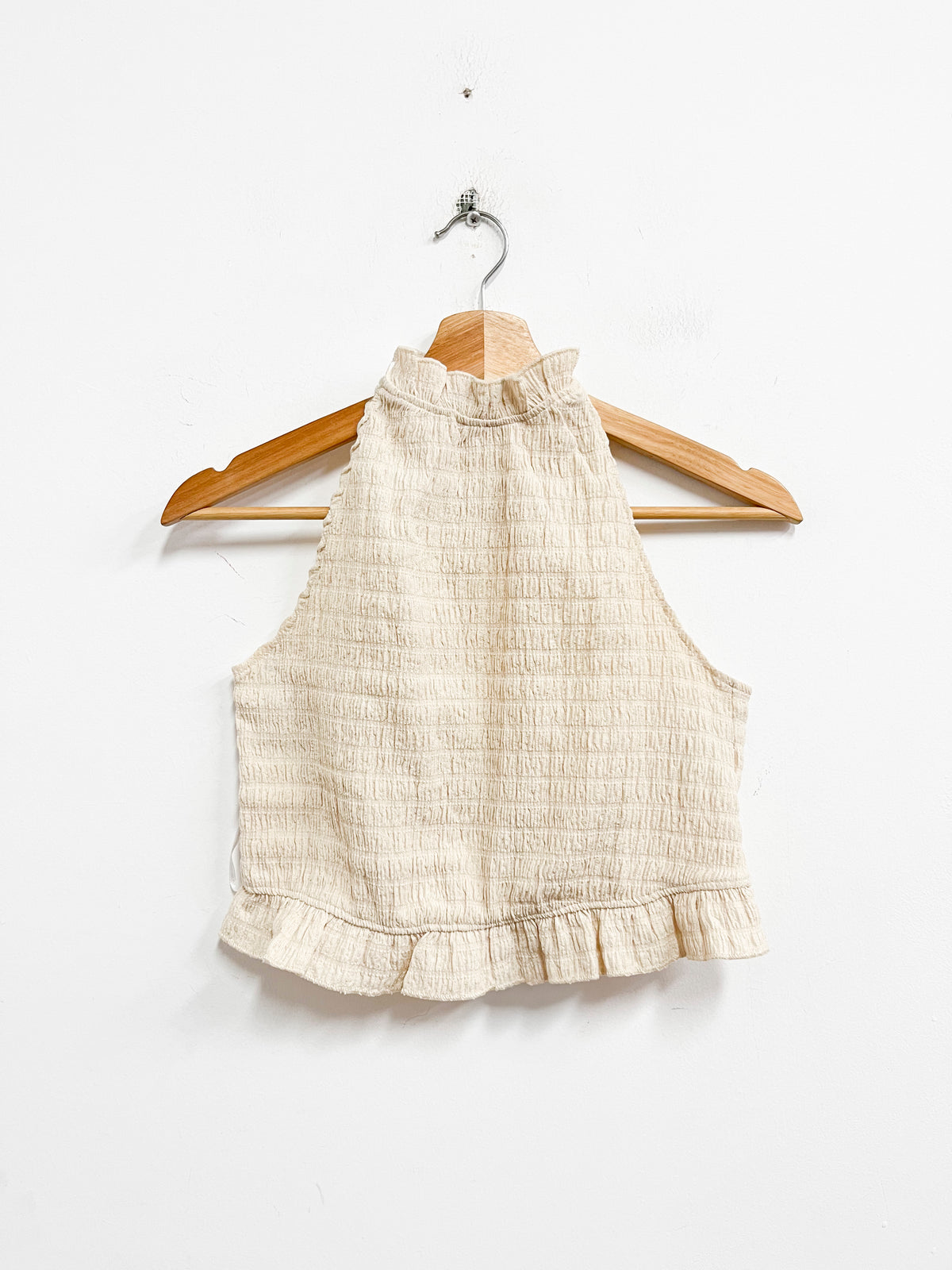 Top crema corrugado - HyM - Talla M