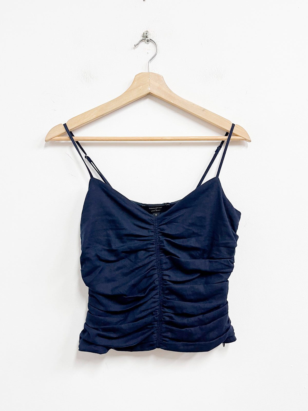 Top azul blend lino - Banana Reoublic - Talla XS