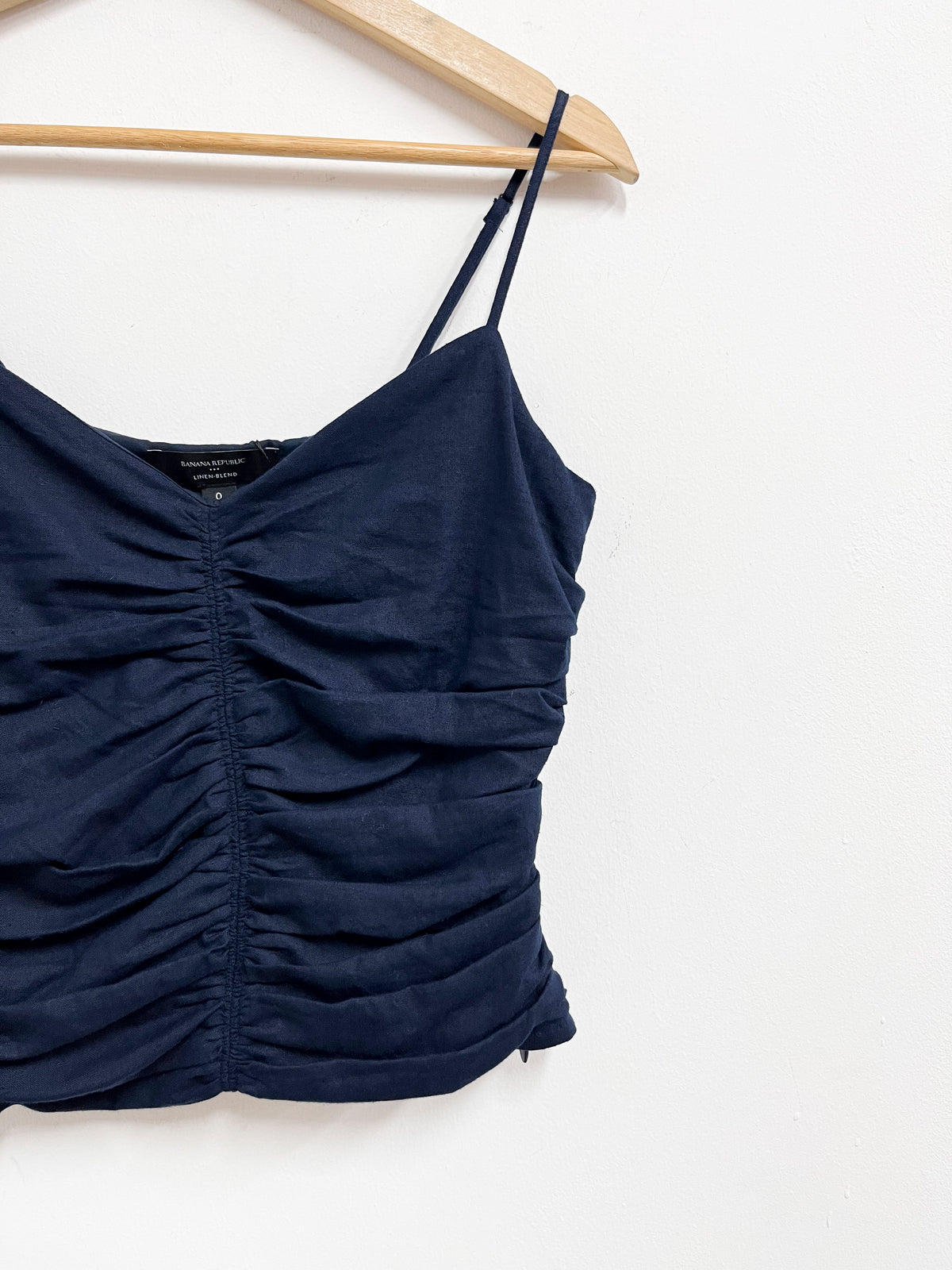 Top azul blend lino - Banana Reoublic - Talla XS