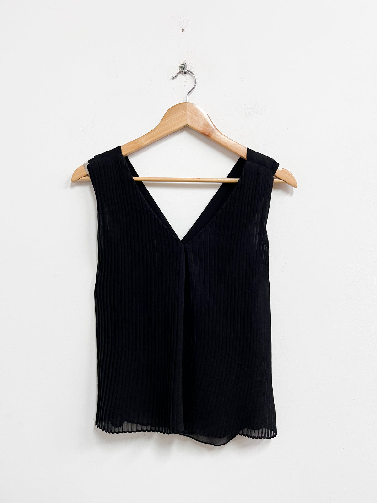 Top negro plisado - Zara - Talla M
