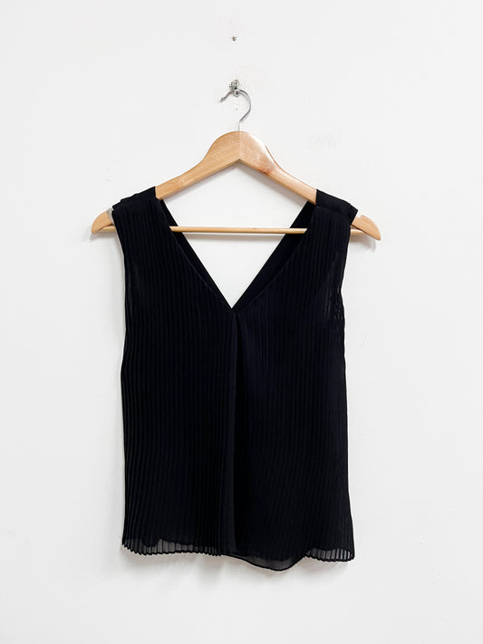 Top negro plisado - Zara - Talla M