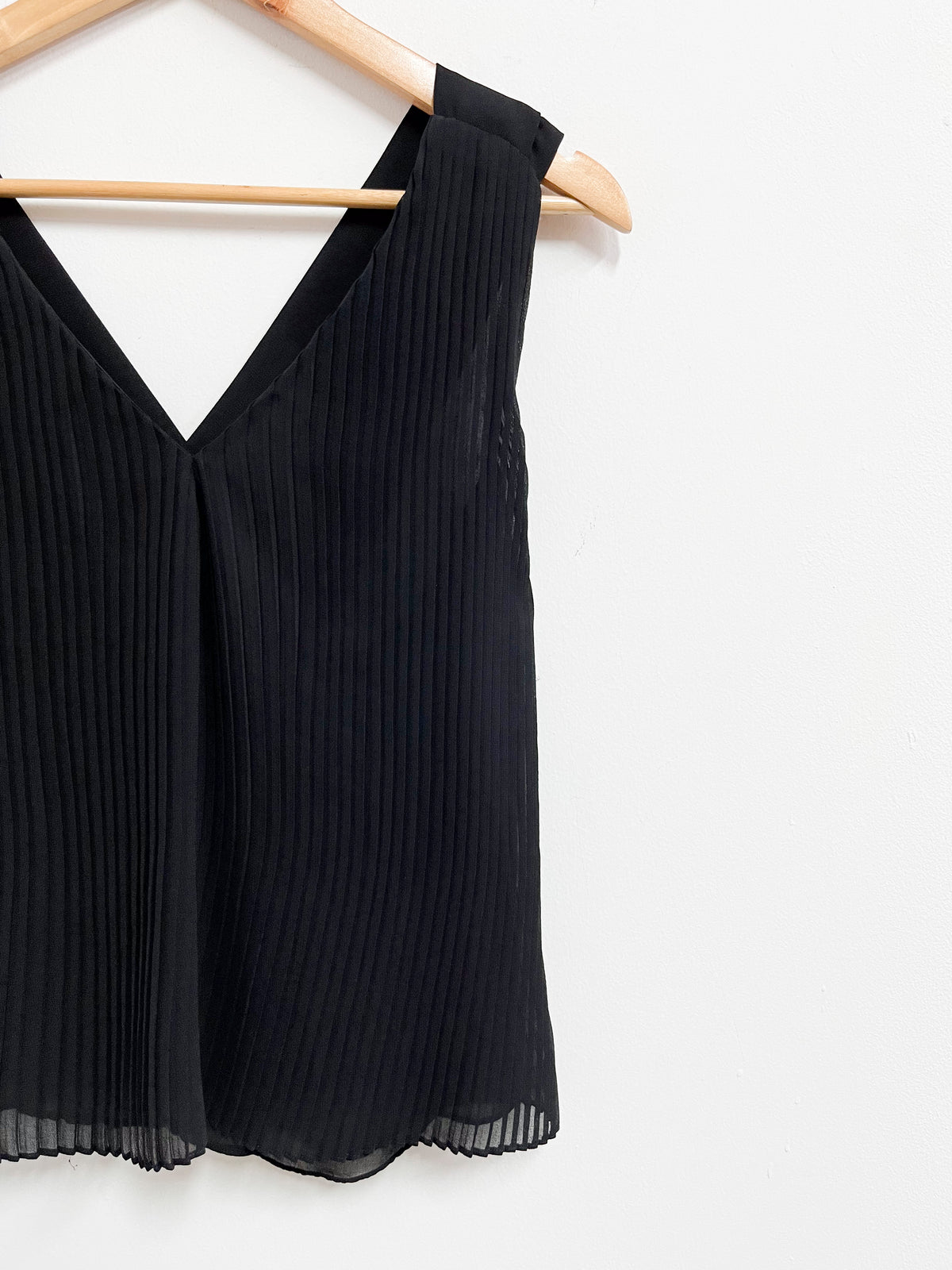 Top negro plisado - Zara - Talla M