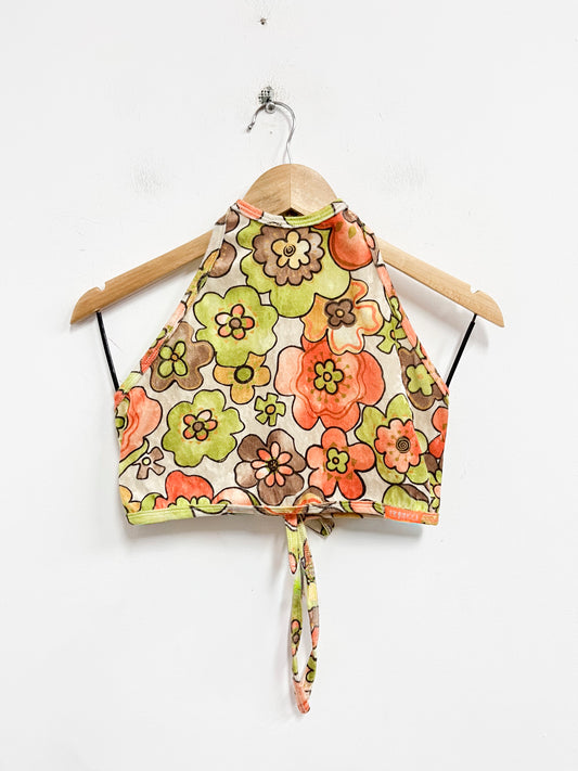 Top tipo terciopelo de flores - Fiorucci - Talla S