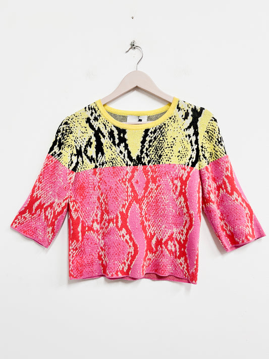 Top amarillo con fucsia tejido - Mozhdeh matin - Talla S