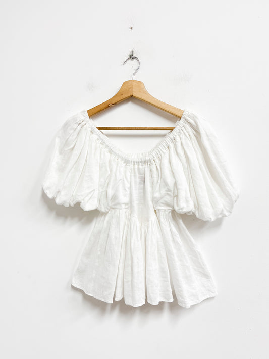 Blusa de lino blanco - Lobo Rosa - Talla S