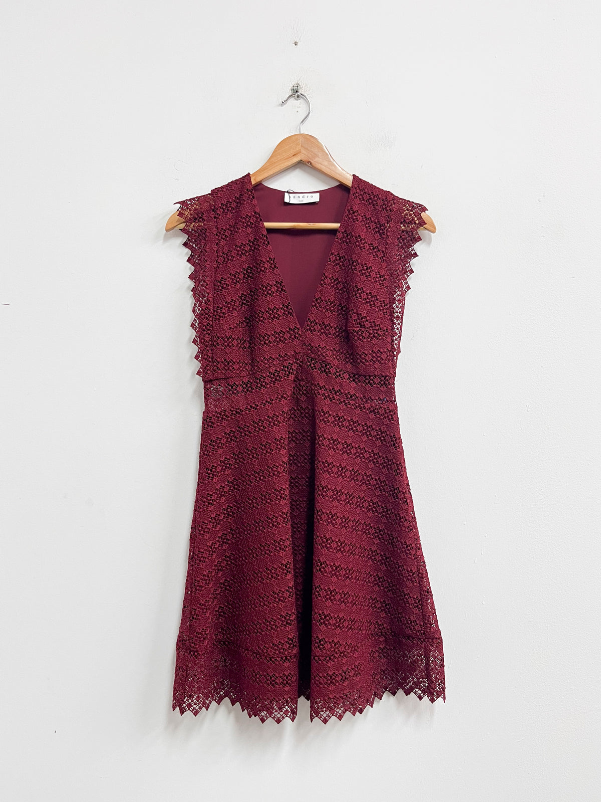 Vestido corto rojo vino - Sandro - Talla S