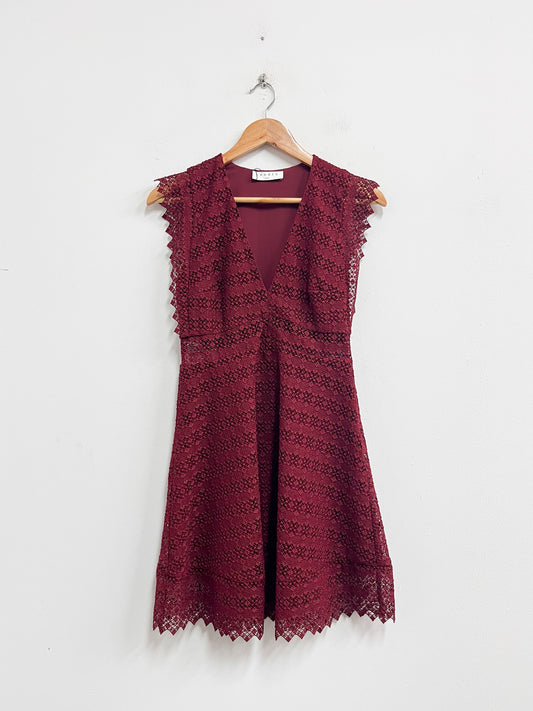 Vestido corto rojo vino - Sandro - Talla S