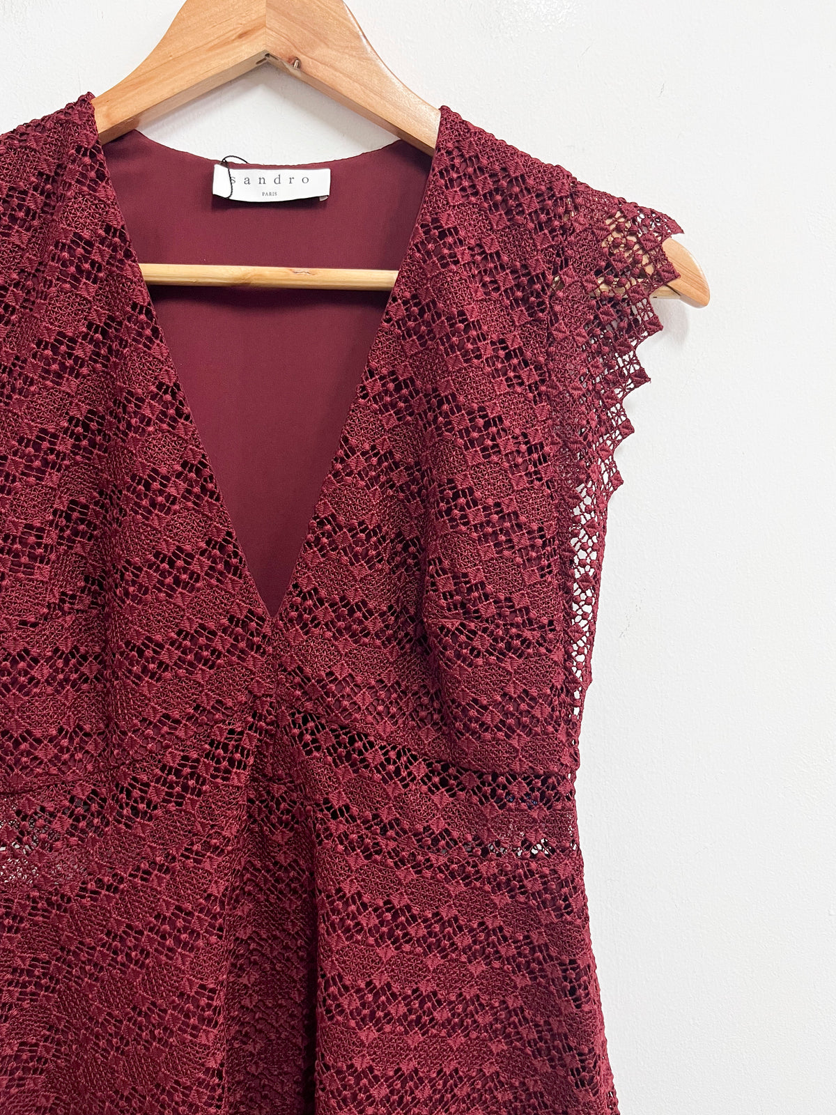 Vestido corto rojo vino - Sandro - Talla S