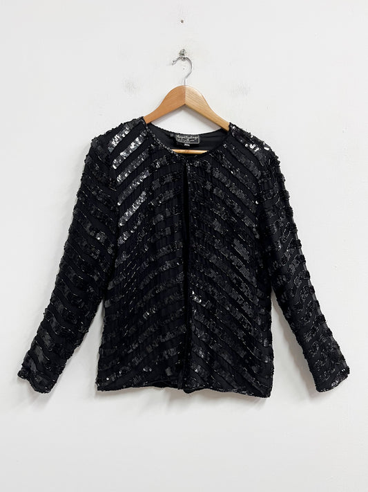 Capa negra seda y lentejuelas - Royal Feelings - Talla XL