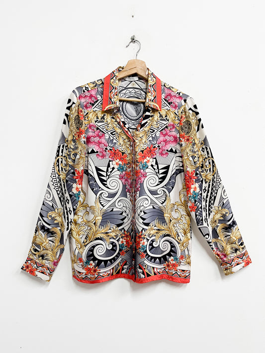 Blusa estampada de colores - Versace - Talla L