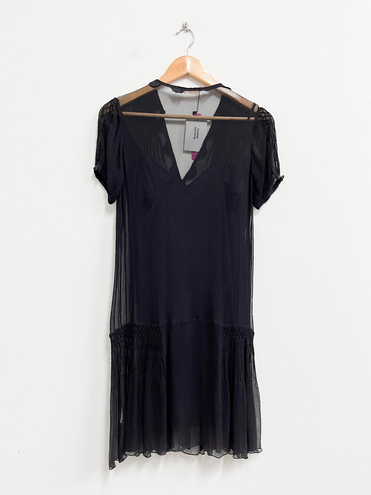 Vestido negro translucido con forro - Galliano - Talla M