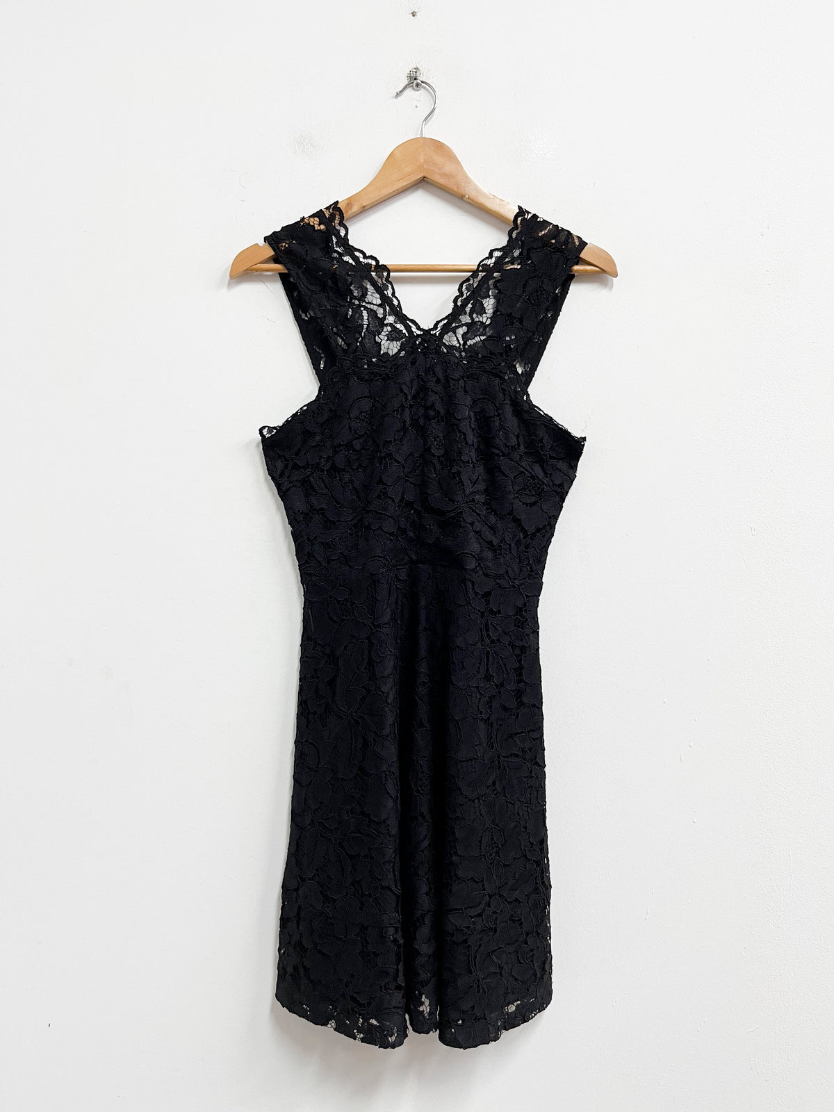 Vestido de encaje negro - Sandro - Talla S