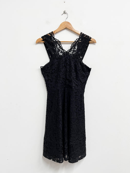 Vestido de encaje negro - Sandro - Talla S
