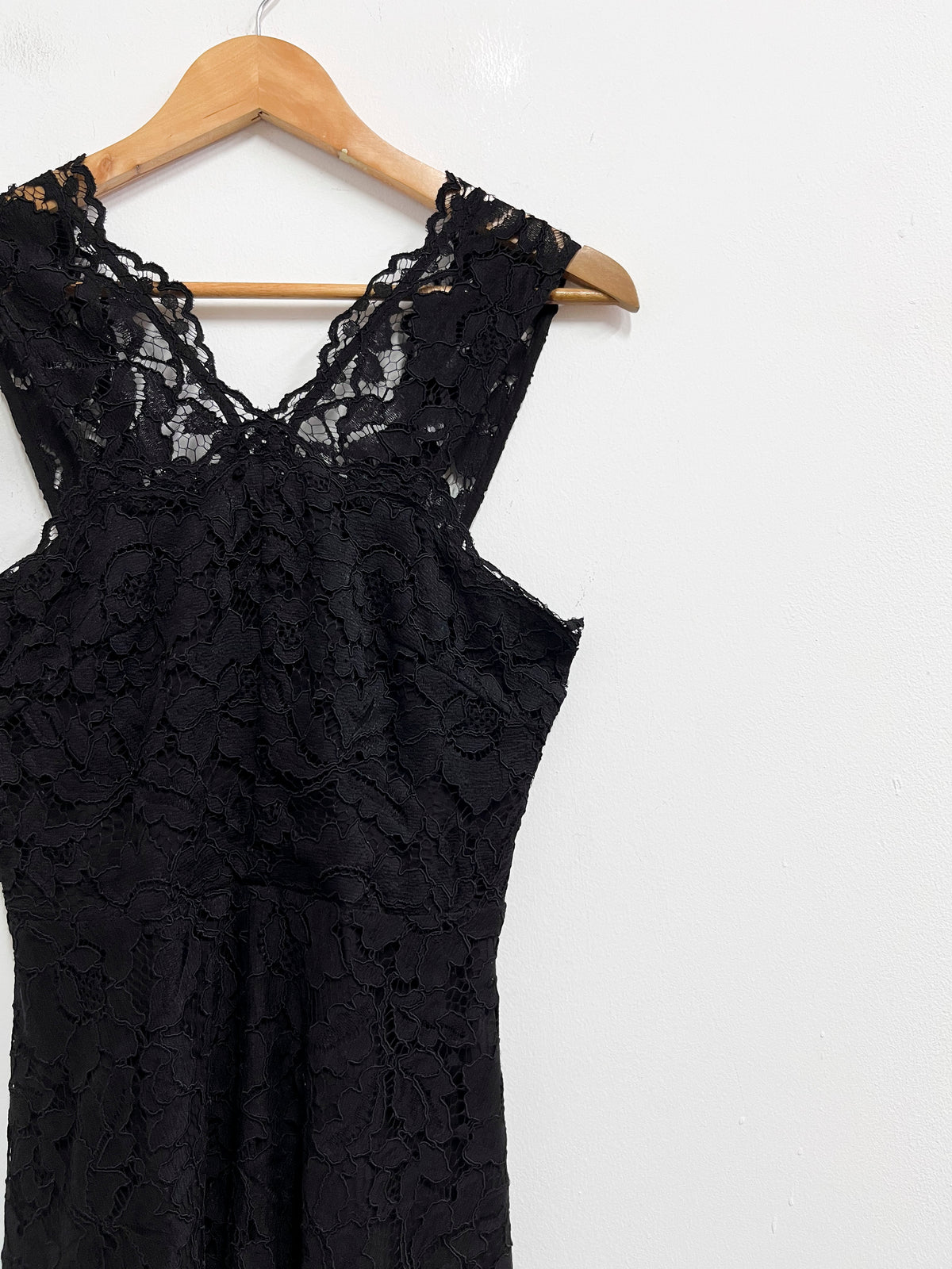 Vestido de encaje negro - Sandro - Talla S