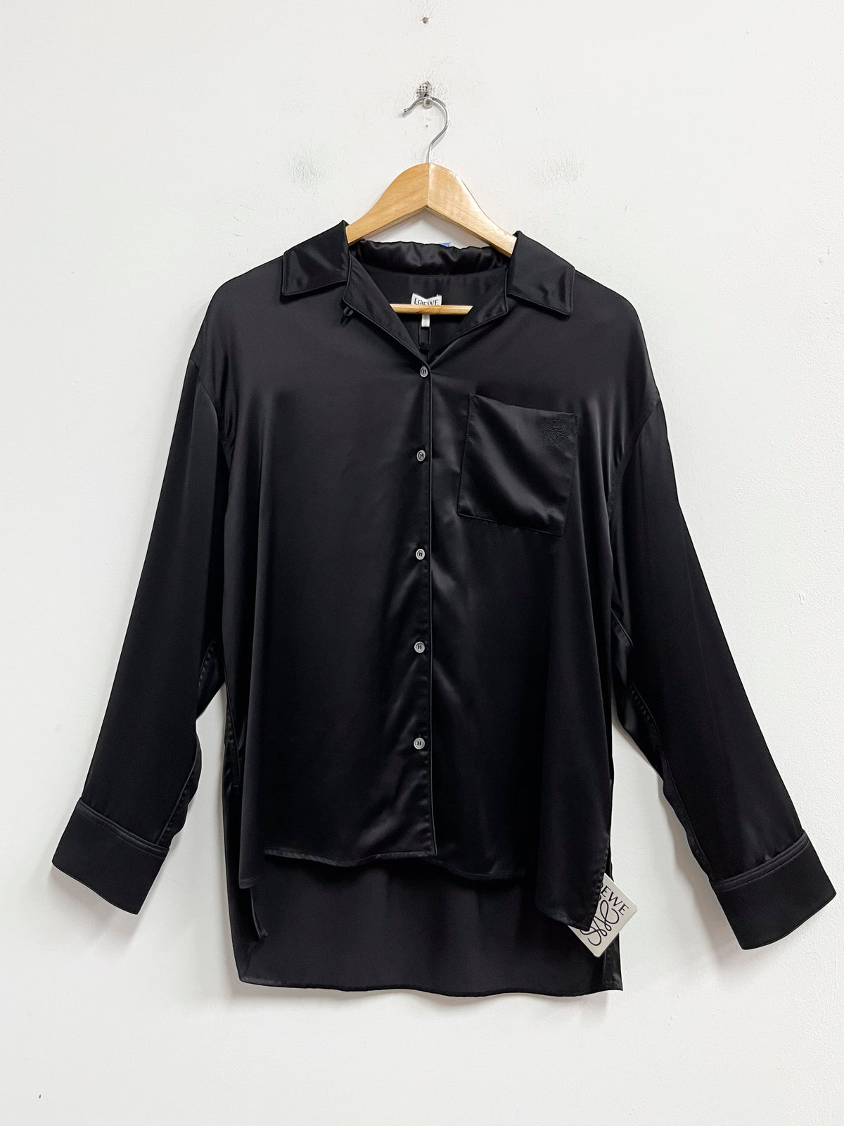 Blusón negro satinado - Loewe - Talla S
