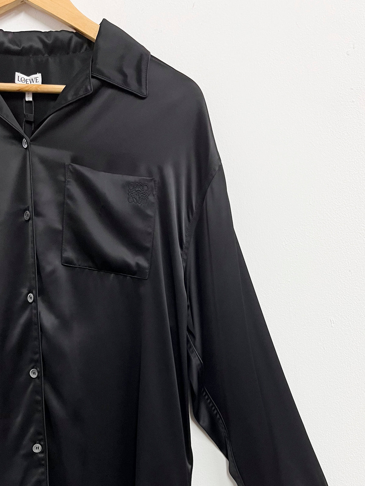 Blusón negro satinado - Loewe - Talla S