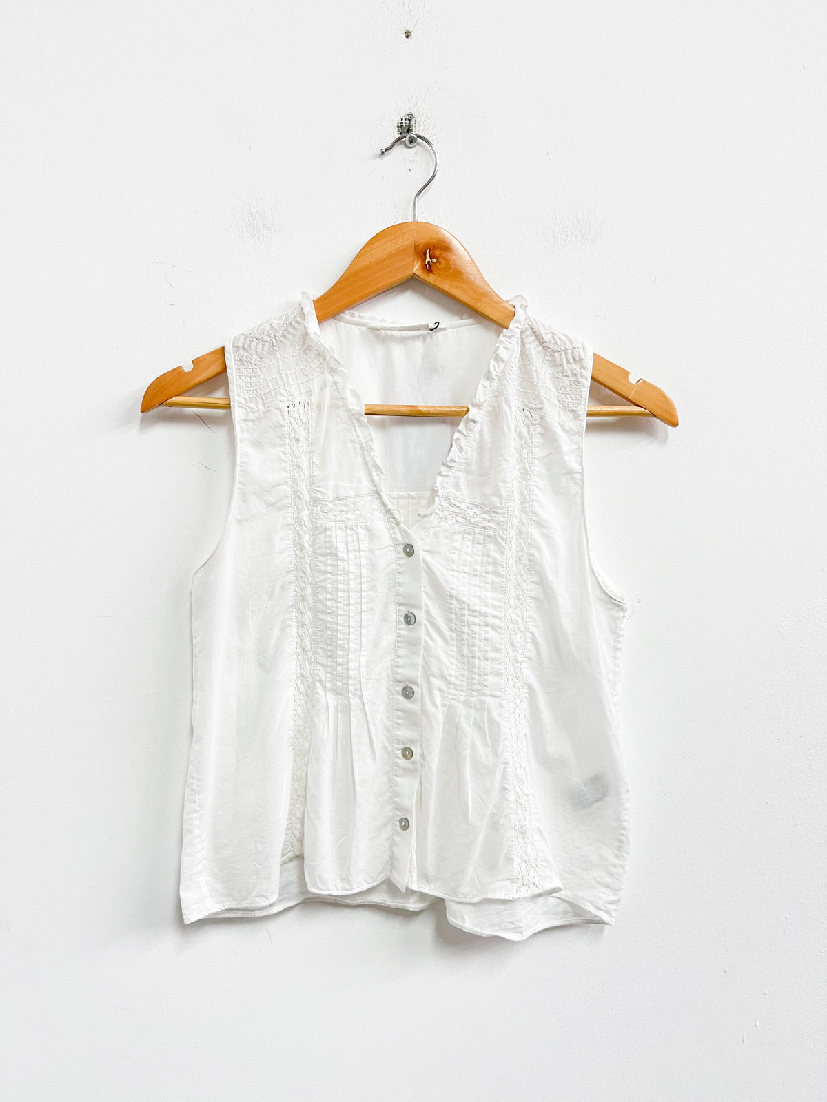 Top blanco de bordados y tejido de algodón - Zara - Talla XS