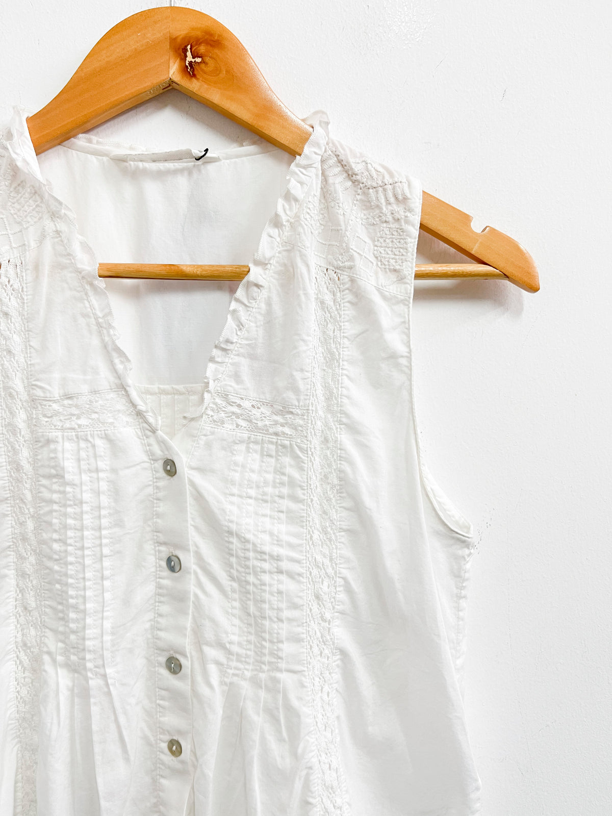 Top blanco de bordados y tejido de algodón - Zara - Talla XS