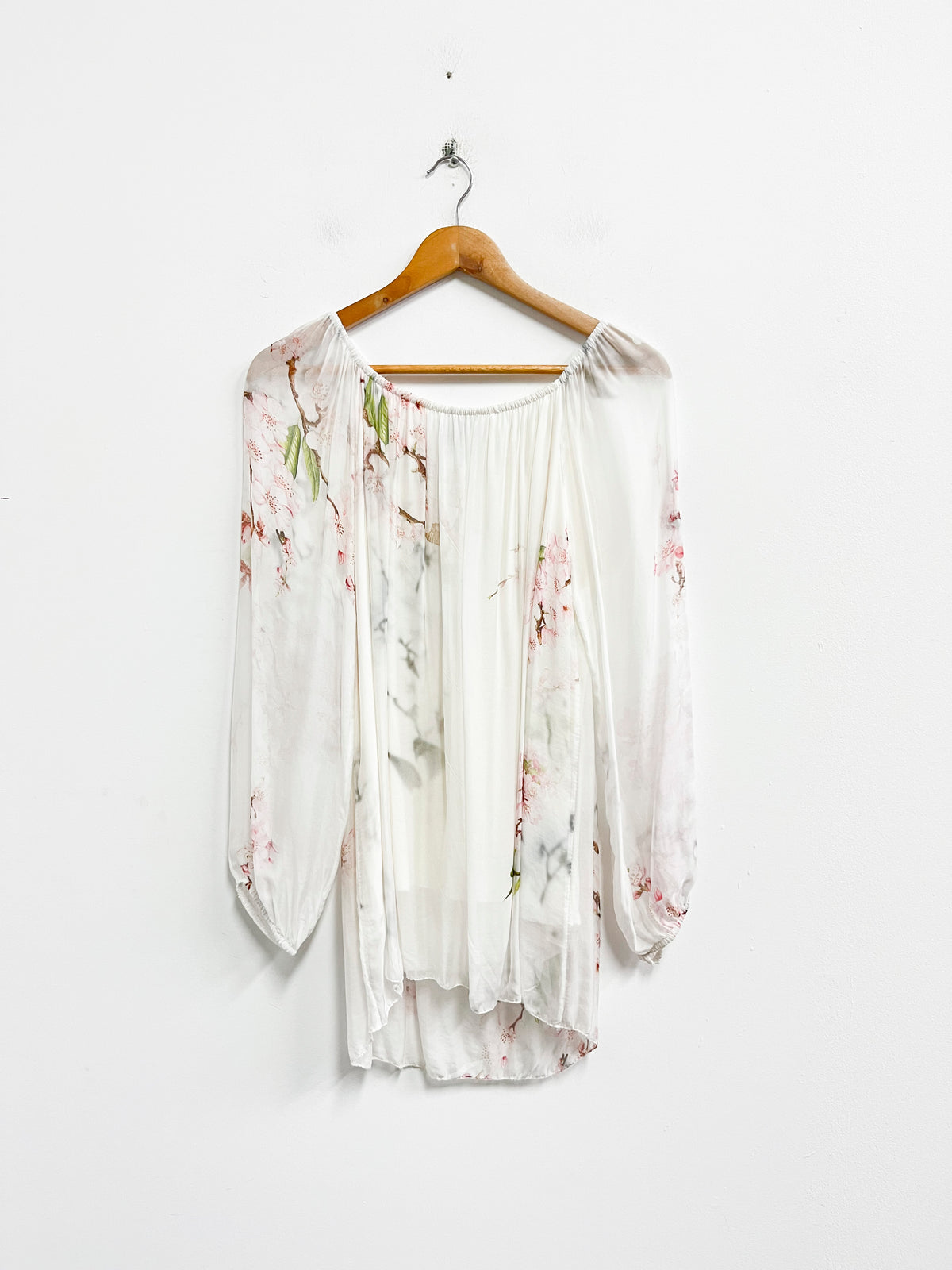 Blusa blanca estampada de seda - Le Marais - Talla M