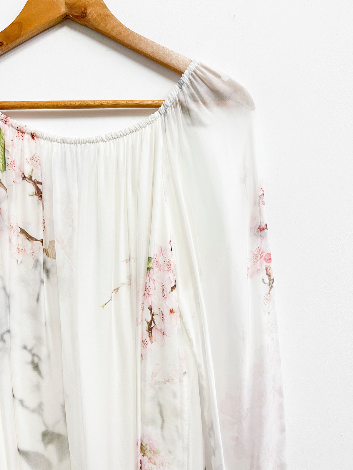 Blusa blanca estampada de seda - Le Marais - Talla M