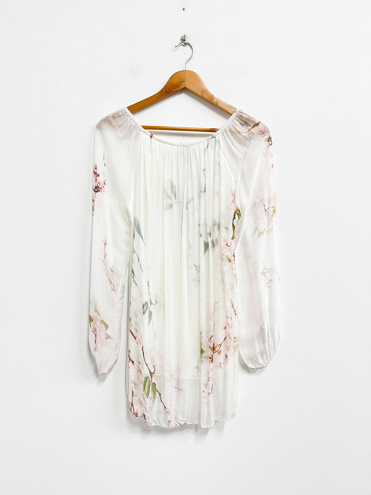 Blusa blanca estampada de seda - Le Marais - Talla M