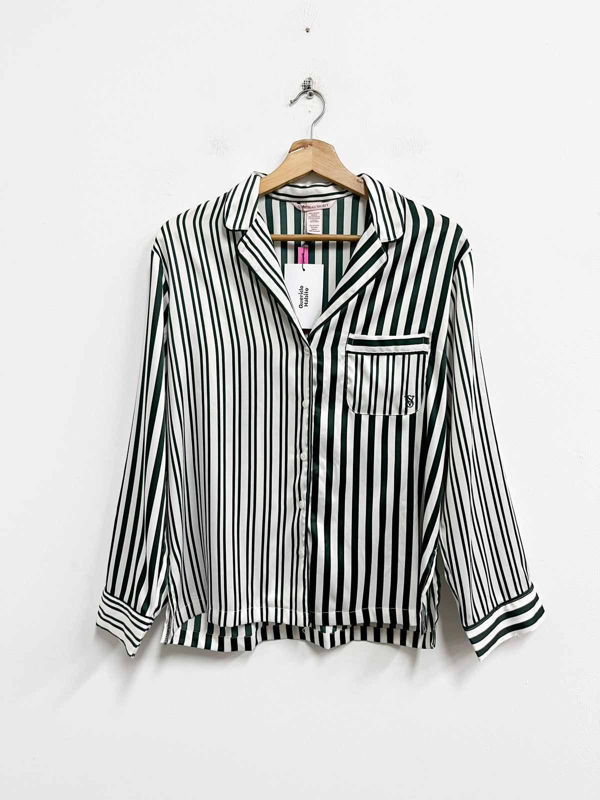 Blusa blanca con rayas verdes - Victoria Secret - Talla XS