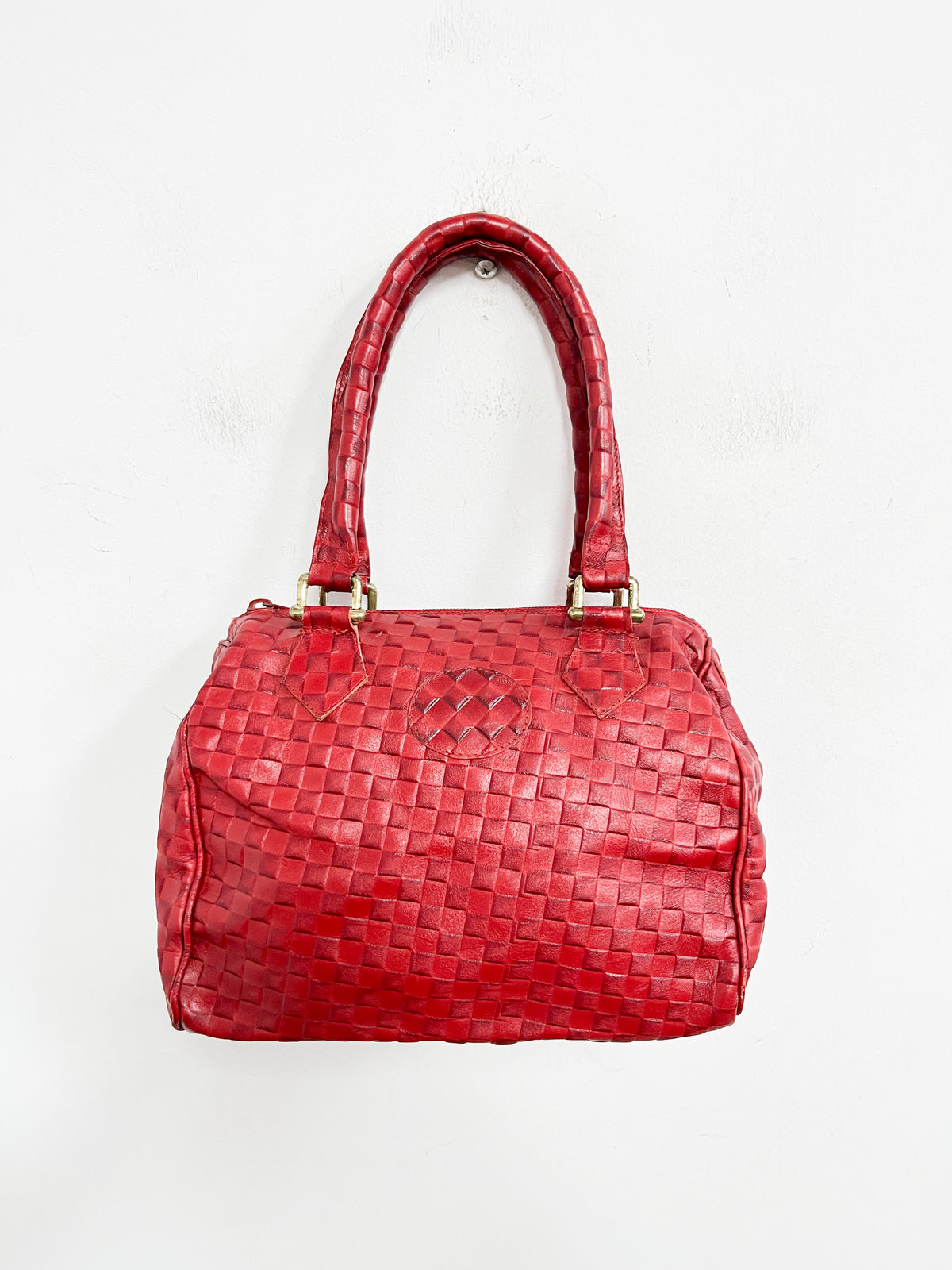 Cartera roja textura cuadritos