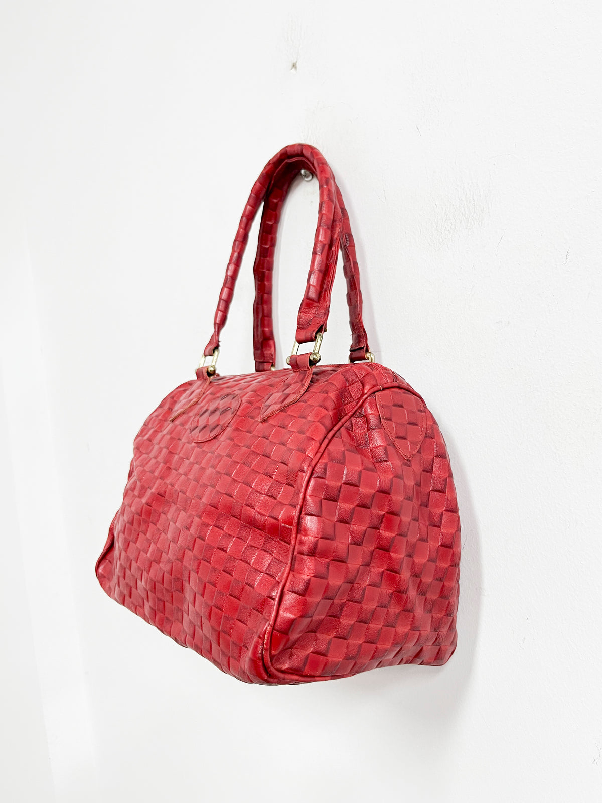 Cartera roja textura cuadritos