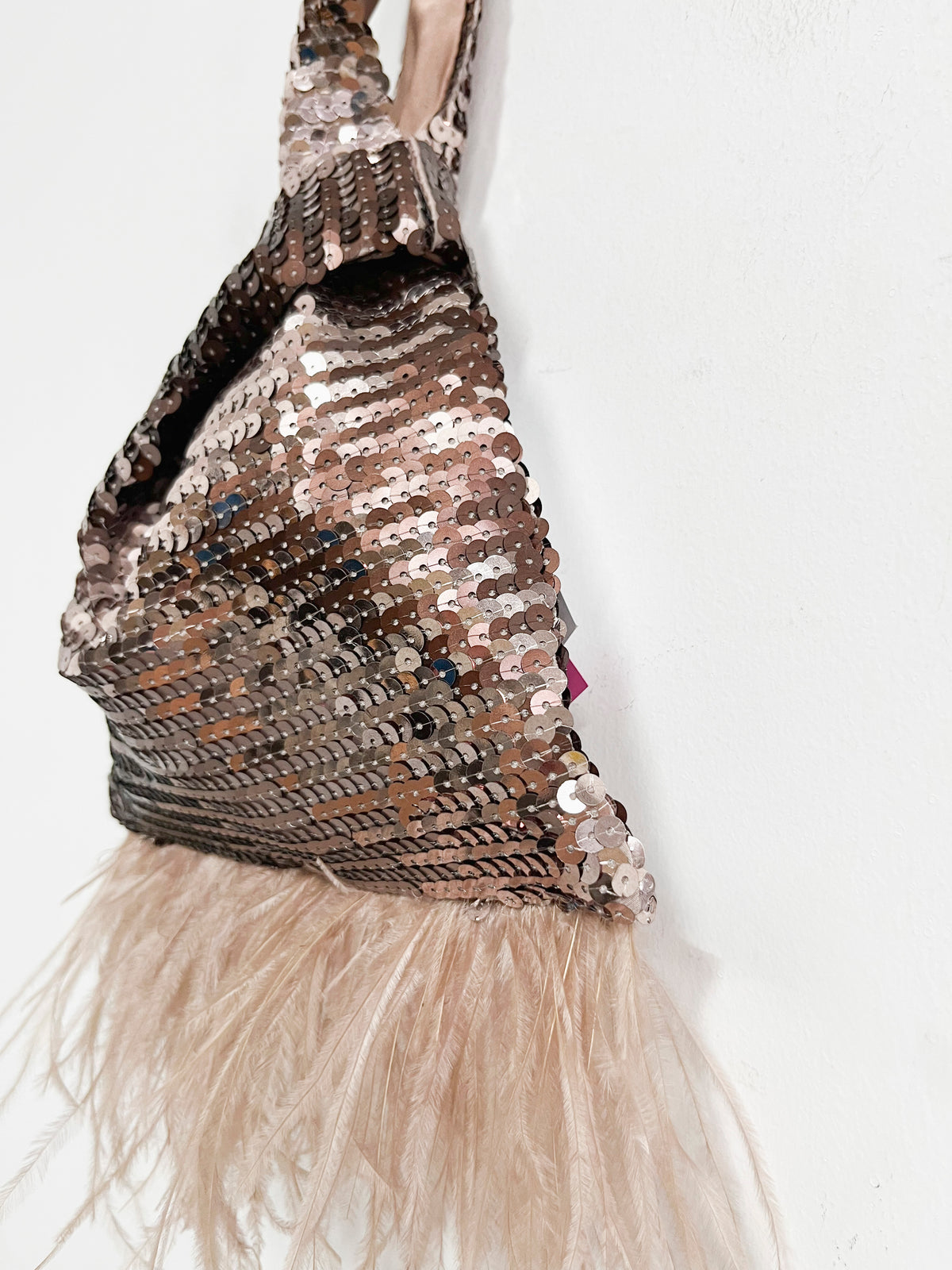 Bolso de mano lentejuelas marrón