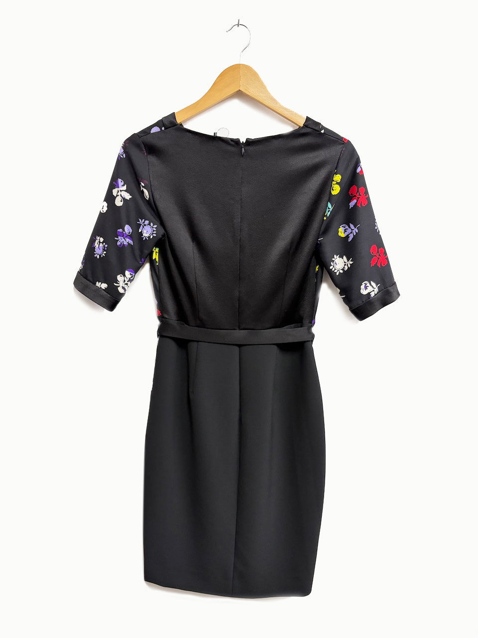 Vestido negro corto con flores - Diane Furstenberg - Talla S/M