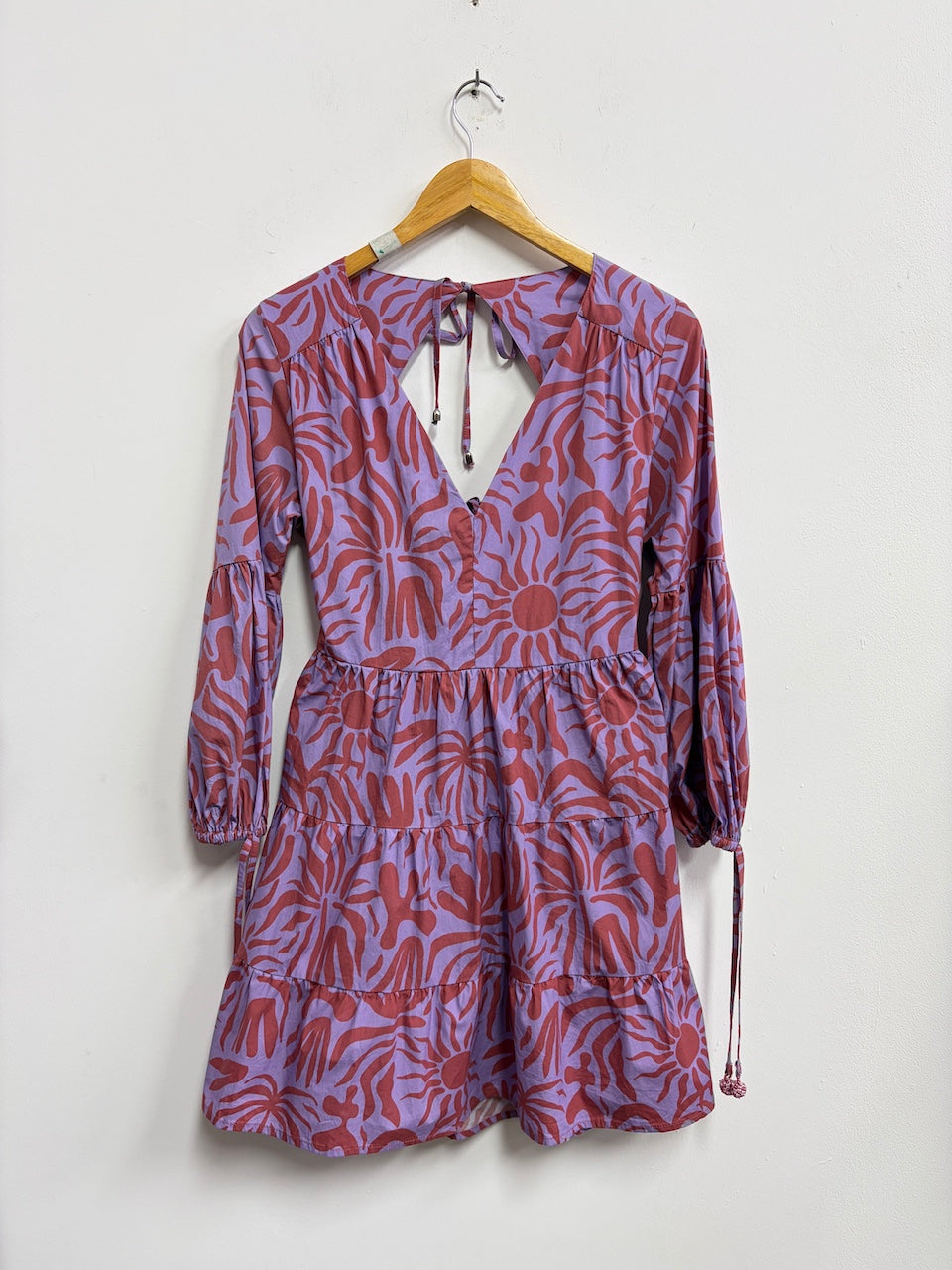 Vestido lila estampado marron rojizo - Ecru - Talla M