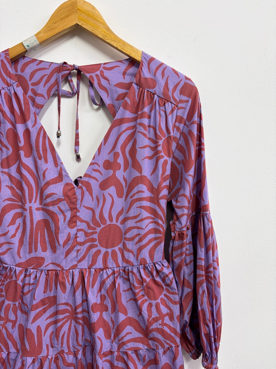 Vestido lila estampado marron rojizo - Ecru - Talla M