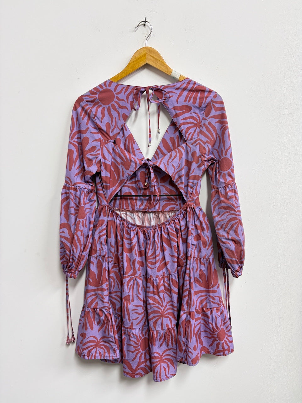 Vestido lila estampado marron rojizo - Ecru - Talla M