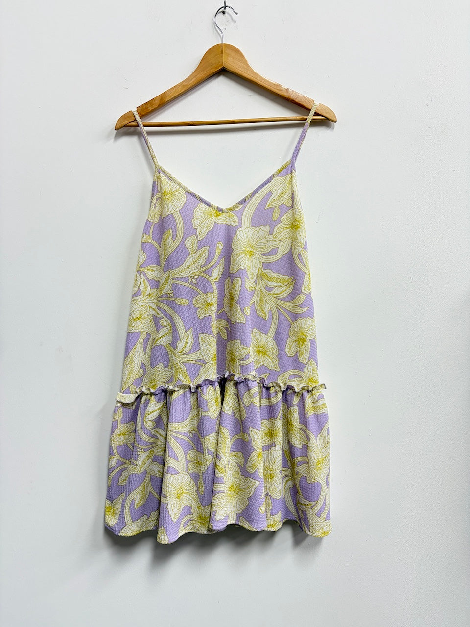 Vestido holgado lila con flores amarillas - Bohem - Talla S