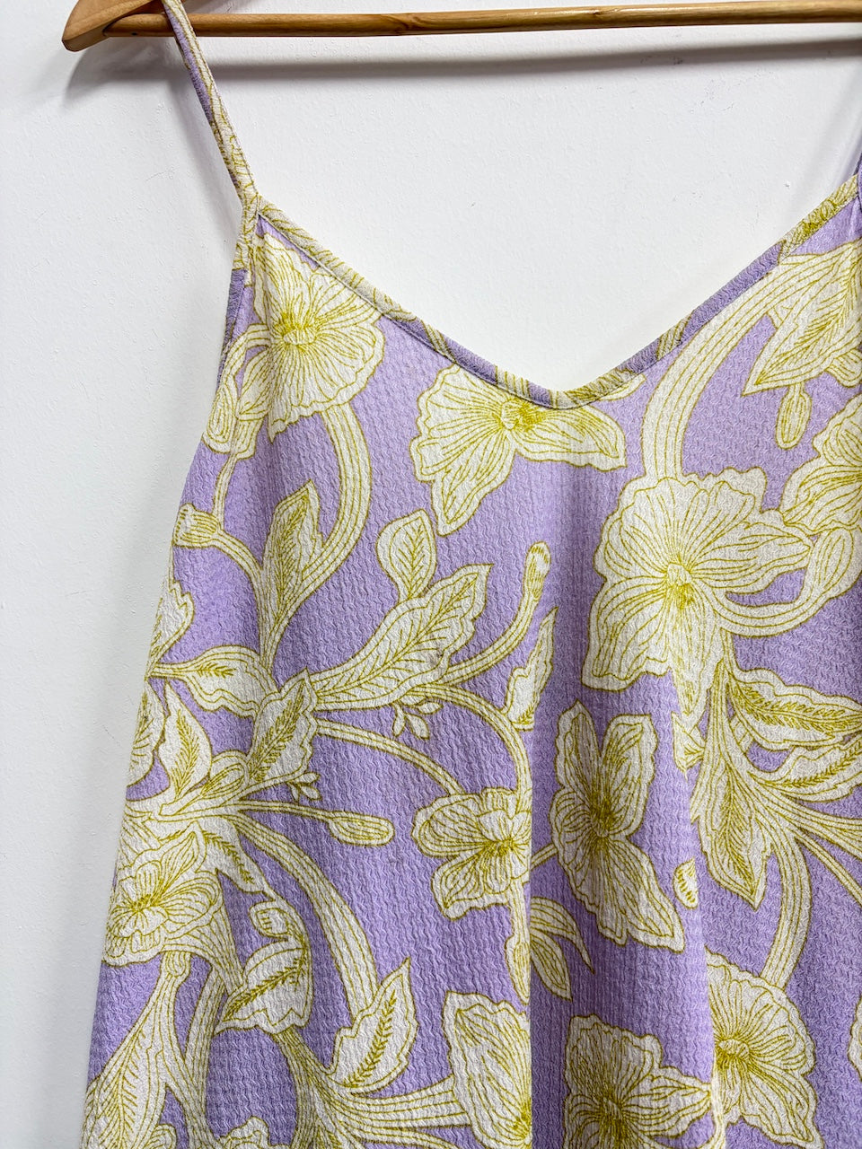 Vestido holgado lila con flores amarillas - Bohem - Talla S