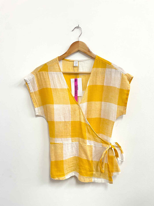 Blusa cuadros amarilla con blanco - Old Navy - Talla XS