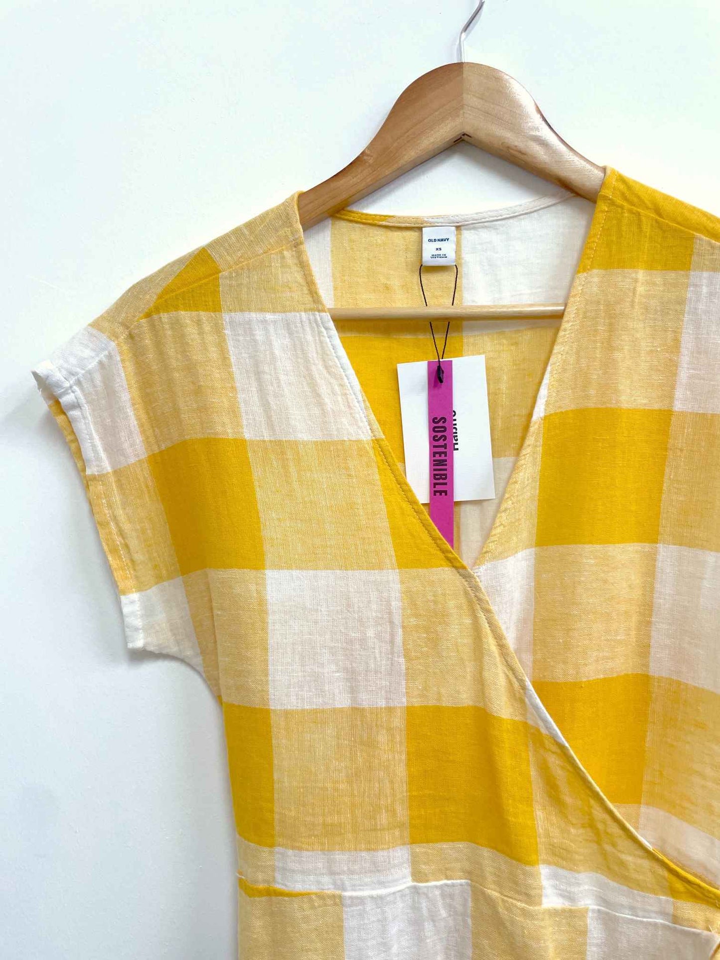 Blusa cuadros amarilla con blanco - Old Navy - Talla XS