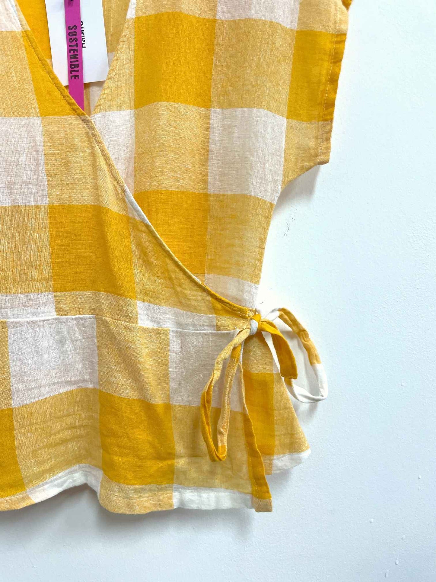 Blusa cuadros amarilla con blanco - Old Navy - Talla XS