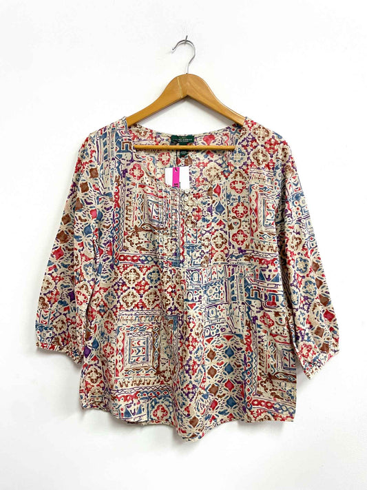 Blusa multicolor étnica pinzas - Lauren Jeans Co. - Talla M
