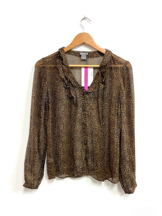 Blusa marrón animal print con bobos - Ann Taylor - Talla S