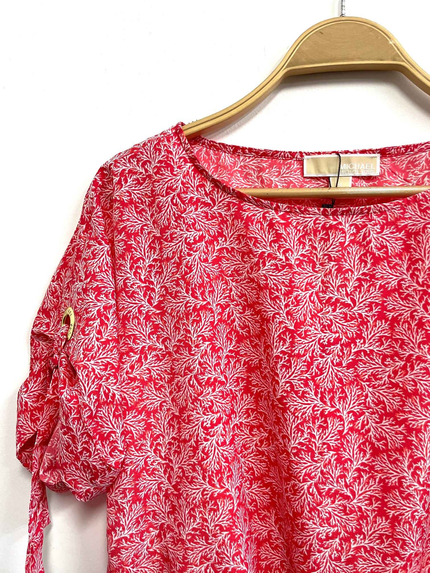 Blusa roja hojas blancas - Michael Kors - Talla S