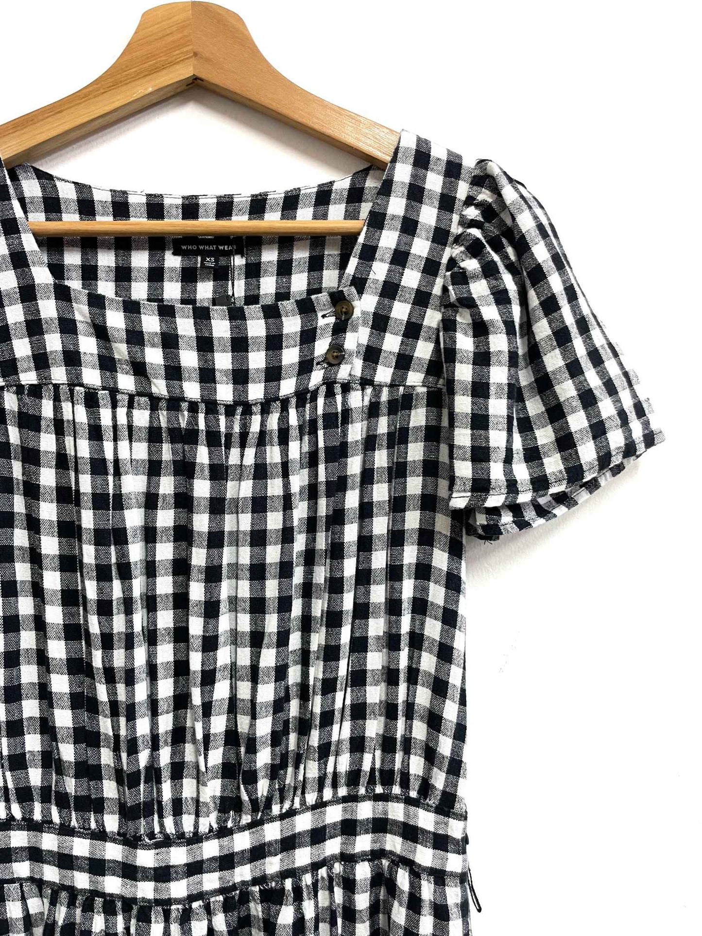 Vestido cuadros negro y blanco - Who What Wear - Talla XS