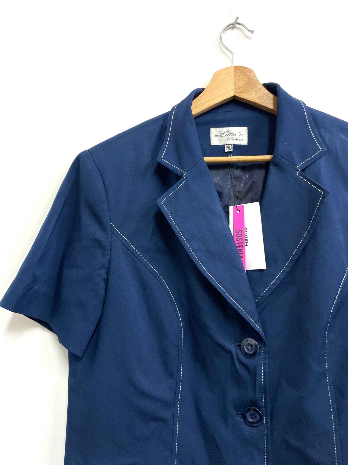 Saco azul líneas blancas - Vintage - Talla XL