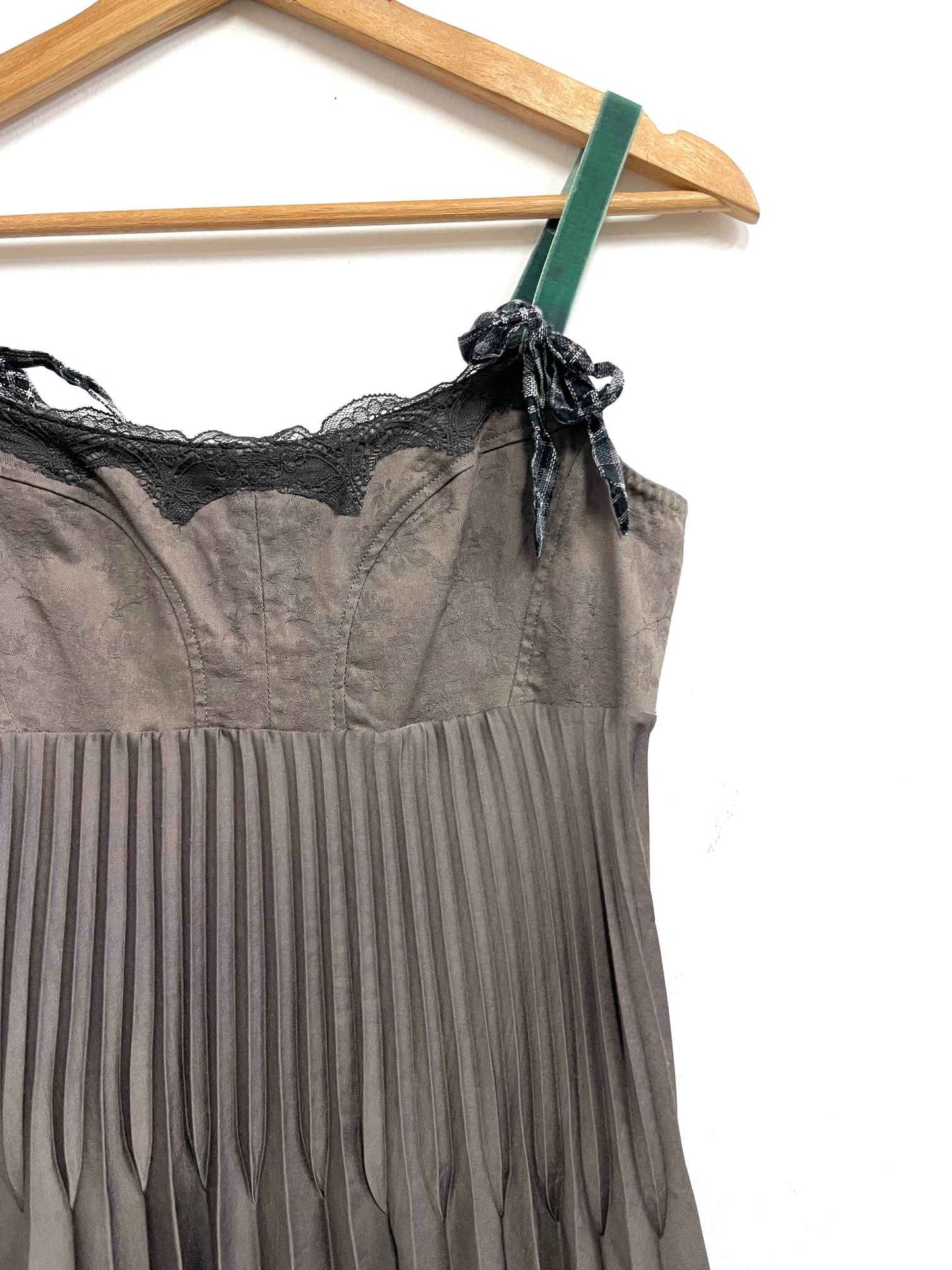 Vestido marrón plisado - Cop Copine - Talla S