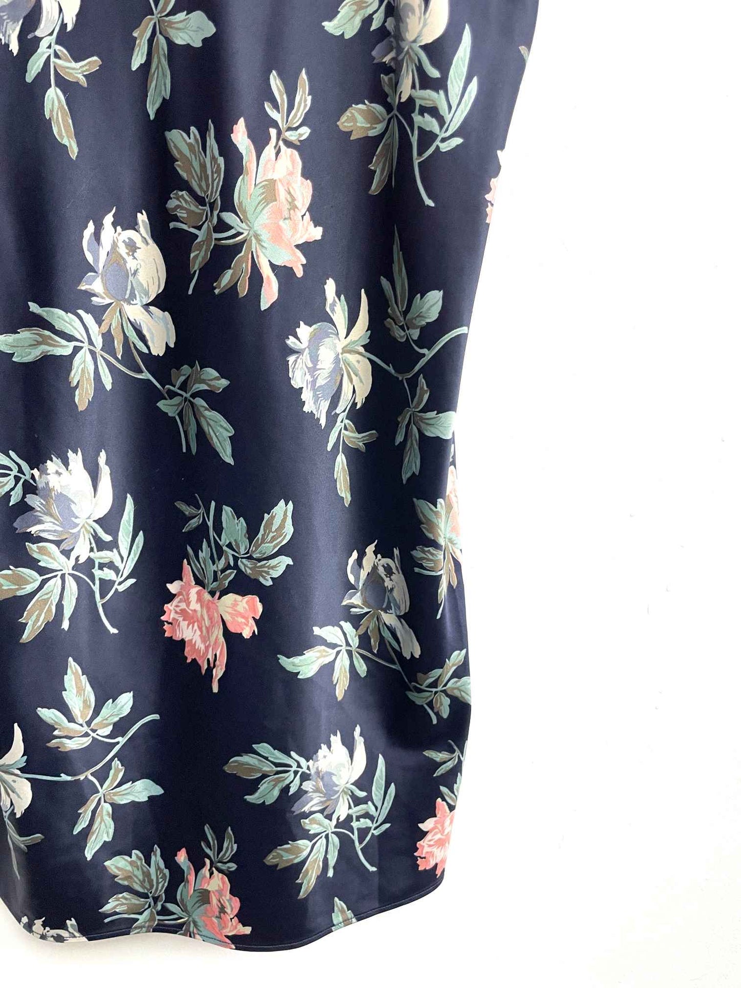 Vestido azul flores seda - Oysho - Talla S