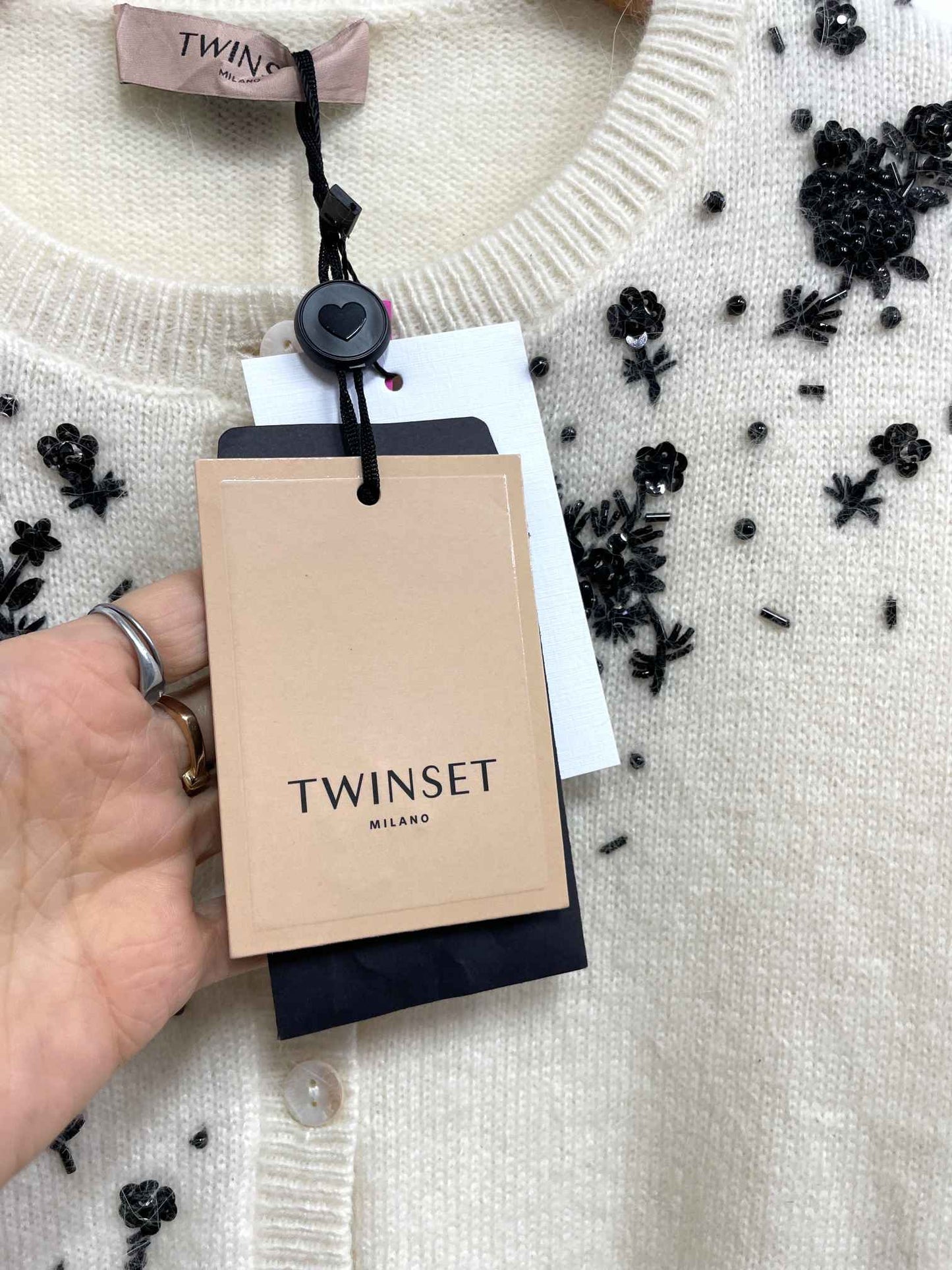 Chompa beige lentejuelas - Twinset - Talla S