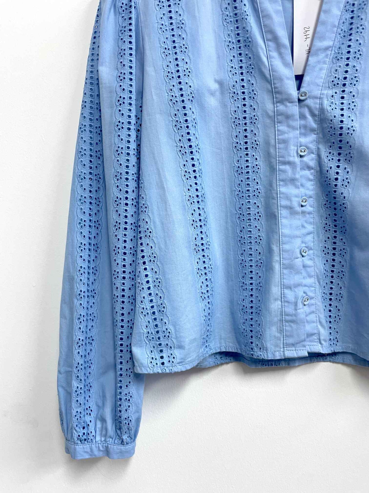 Blusa celeste bordada - Zara - Talla S