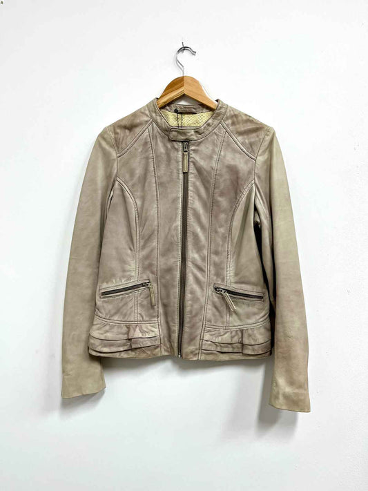 Casaca cuero beige - Renzo Costa - Talla L