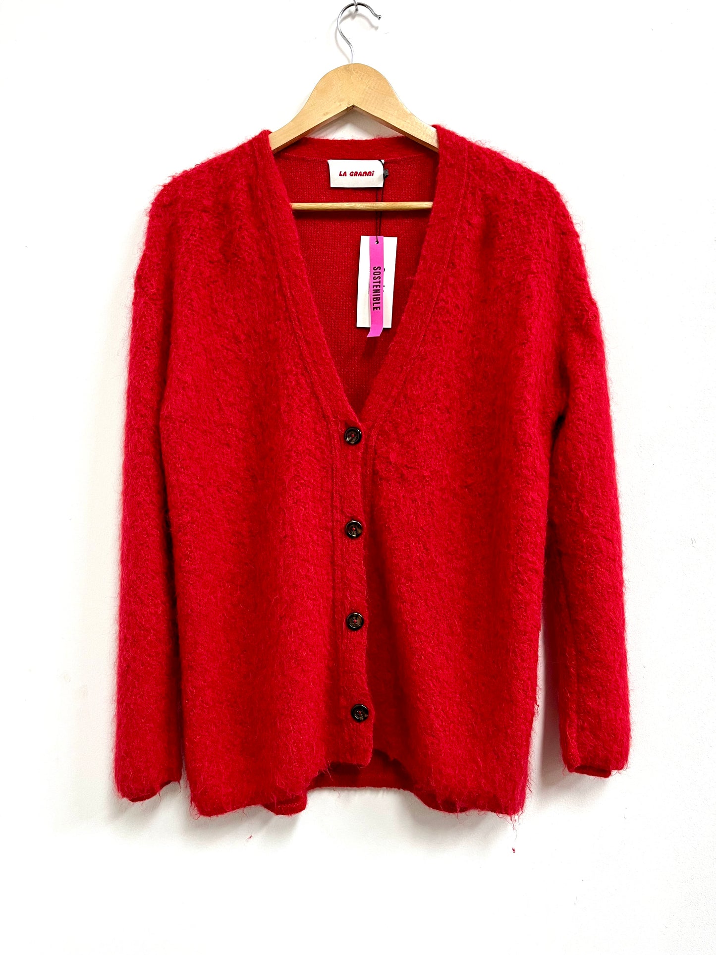 Chompa roja botones baby alpaca - La Granni - Talla S