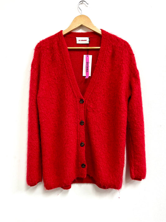 Chompa roja botones baby alpaca - La Granni - Talla S
